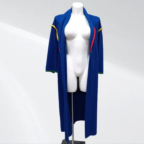 Vintage Tiffany Lounge Wear Unisex Robe Sz M ROYAL Blue Mork & Mindy 70s Style - Picture 5 of 8